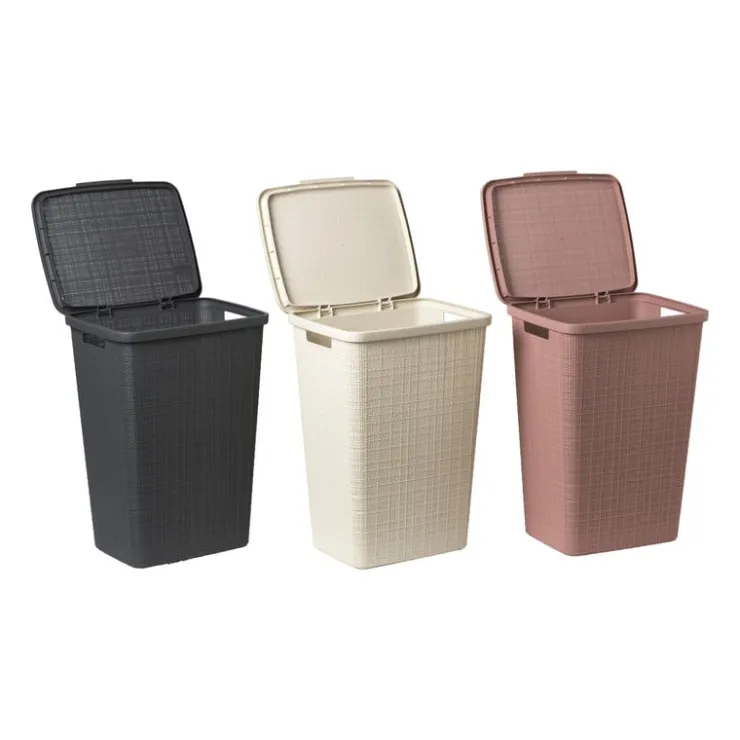 Curver jute wasmand met deksel - 58 liter - beige- Wasmanden