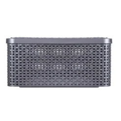 Curver opbergmand met deksel middel - grijs - 19x40x29 cm- Opbergbakken|Opbergboxen
