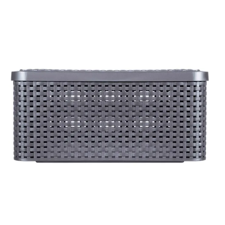 Curver opbergmand met deksel middel - grijs - 19x40x29 cm- Opbergbakken|Opbergboxen