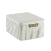 Curver opbergmand met deksel middel - wit - 19x40x29 cm- Opbergboxen|Opbergbakken