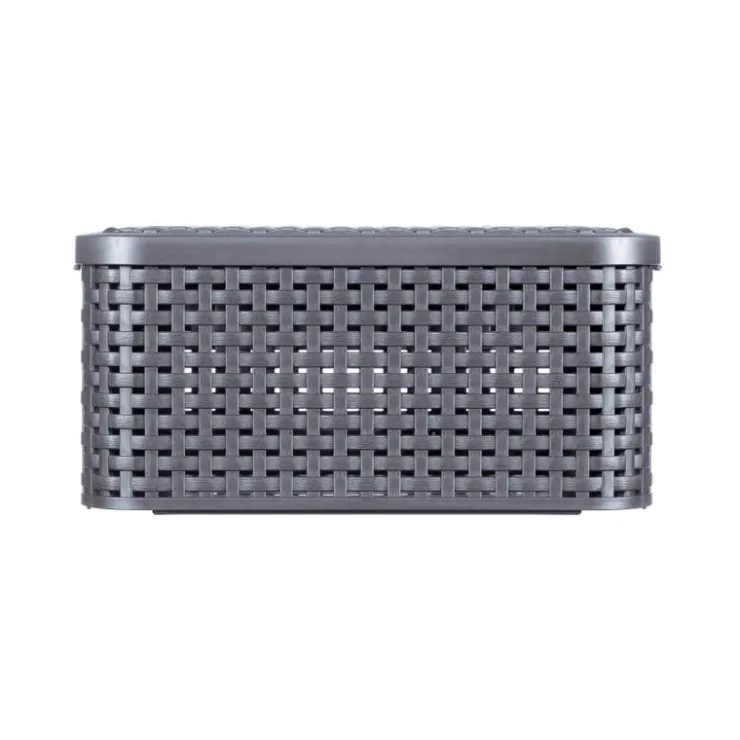 Curver opbergmand met deksel klein - grijs - 13x29x19 cm- Opbergbakken|Opbergboxen