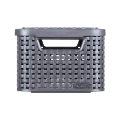 Curver opbergmand met deksel klein - grijs - 13x29x19 cm- Opbergbakken|Opbergboxen