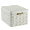 Curver opbergmand met deksel groot - wit - 23x44x33 cm- Opbergbakken|Opbergboxen