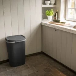 Curver prullenbak mistral flat - grijs - 50 liter- Pedaalemmers|Prullenbakken