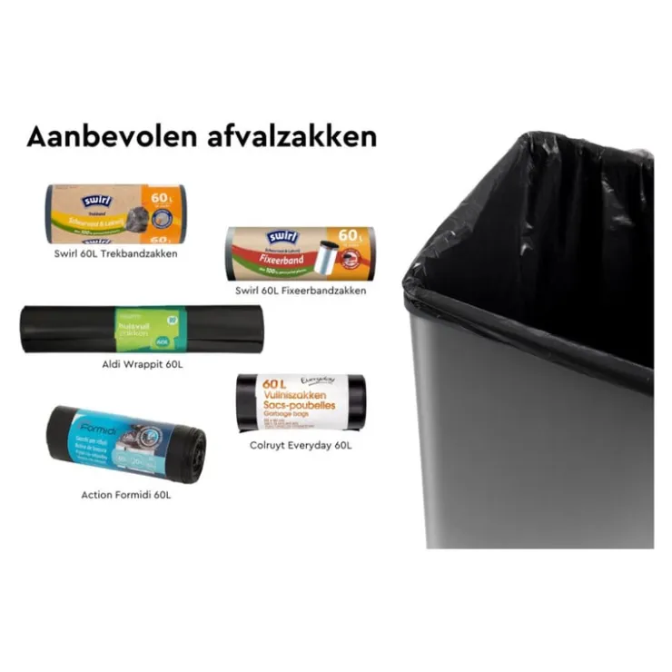 Curver prullenbak Verto - grijs/zwart - 54 liter- Pedaalemmers|Prullenbakken