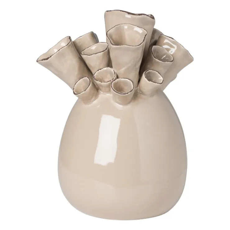 Xenos Decoratie vaas keramiek koraal - beige - 12.5x9x17 cm- Vazen|Vazen