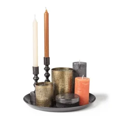 Xenos Decoratieplateau - zwart - Ø34 cm- Kaarsenplateaus