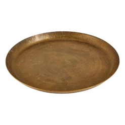 Xenos Decoratieplateau reliëf - antiek goud - Ø29 cm- Kaarsenplateaus