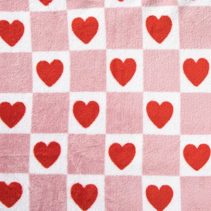 Xenos Deken met hartjesprint - roze/rood - 160x130cm- Plaids