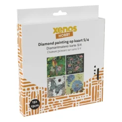 Xenos Diamond paint - kaarten - set van 4- Knutselpakketten|Diamond Paintings
