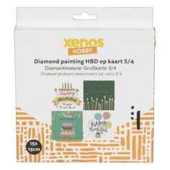 Xenos Diamond paint - verjaardagskaarten - set van 4- Knutselpakketten|Diamond Paintings