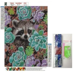 Xenos Diamond paint - wasbeer - 40x30 cm- Knutselpakketten|Diamond Paintings