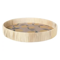 Xenos Dienblad citroen - MDF/rotan - ø35x5 cm- Dienbladen