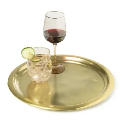 Xenos Dienblad goud - aluminium - ø38 cm- Dienbladen|Kaarsenplateaus