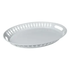 Xenos Dienblad metaal - wit - 42x33,5x4,5 cm- Dienbladen