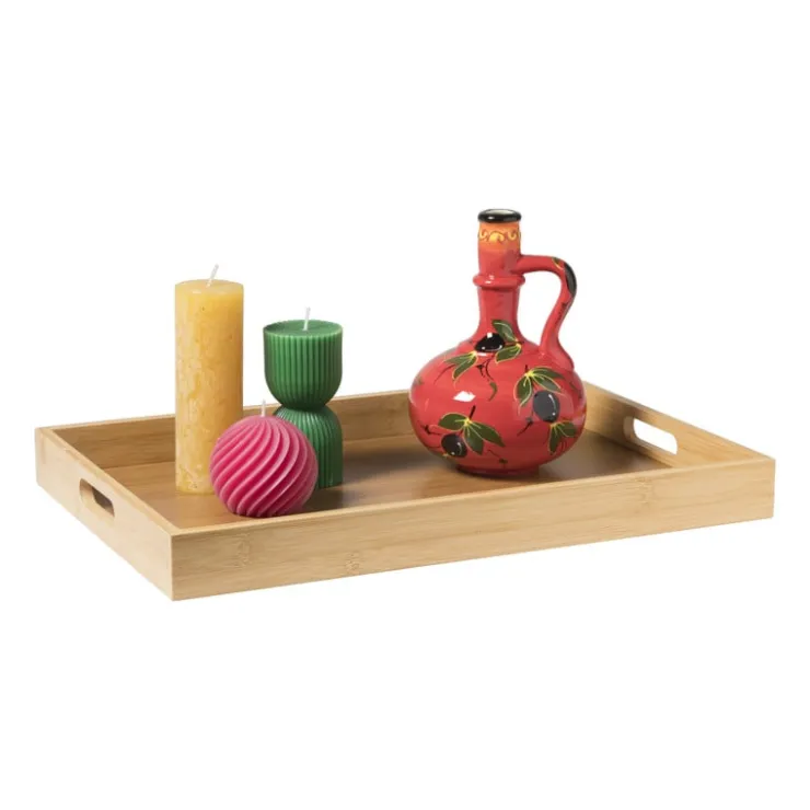 Xenos Dienblad rechthoek - bamboe - 31x45x4 cm- Dienbladen