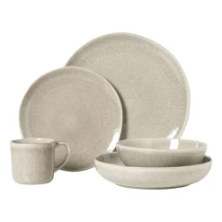 Xenos Diep bord fuji - beige - ø22x4 cm- Borden|Kerstservies