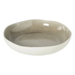 Xenos Diep bord kaori - wit/bruin - ø22x4 cm- Borden|Kerstservies