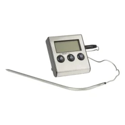 Xenos Digitale thermometer - zilverkleurig - 7x6.5x1.7 cm- Keukenapparatuur|Keukengerei