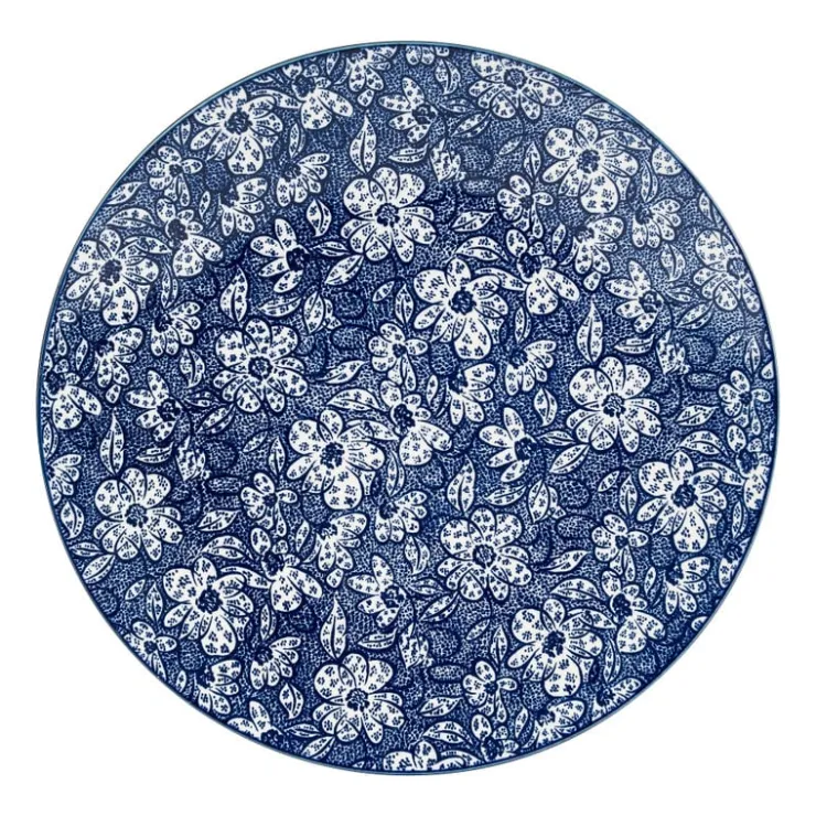 Xenos Dinerbord blue print - botanic - ⌀26 cm- Borden