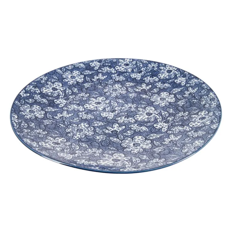 Xenos Dinerbord blue print - botanic - ⌀26 cm- Borden