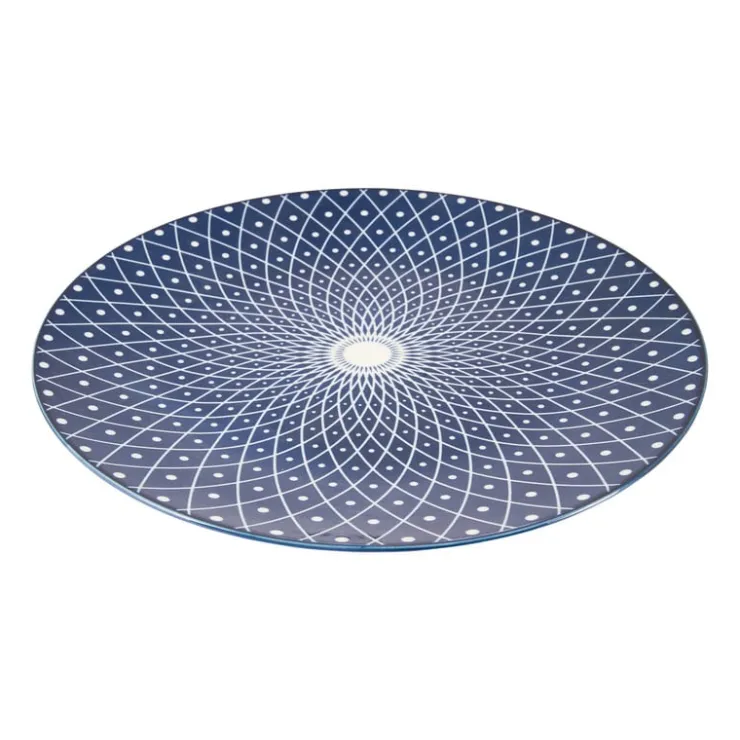 Xenos Dinerbord blue print - diamonds - ⌀26 cm- Borden