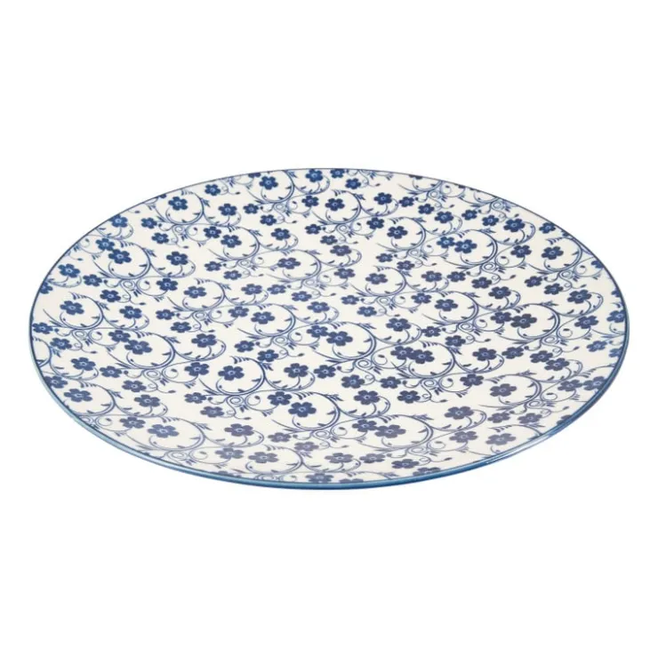 Xenos Dinerbord blue print - flowers - ⌀26 cm- Borden