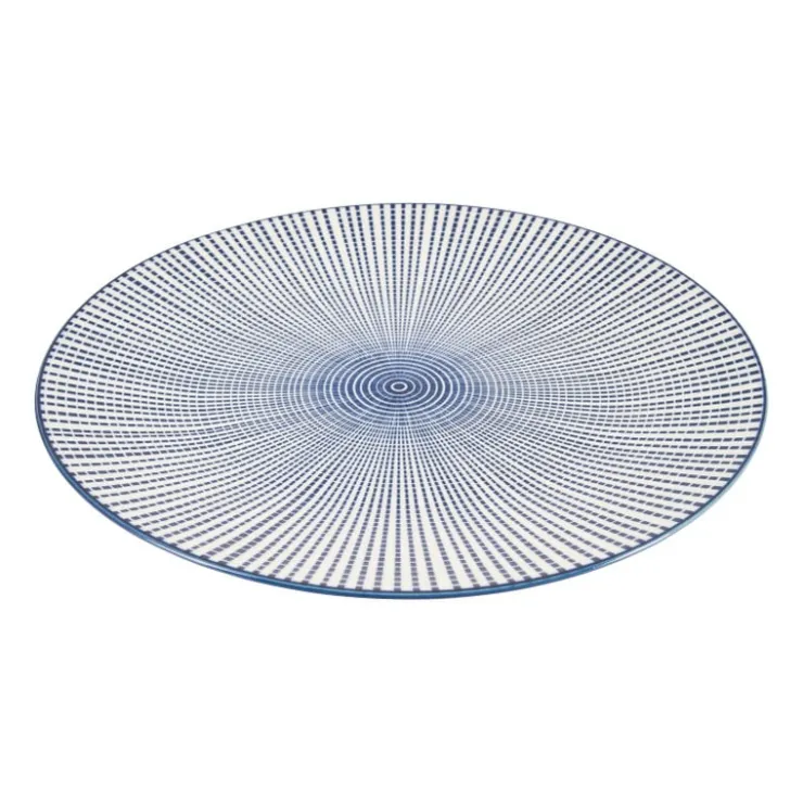Xenos Dinerbord blue print - stripes - ⌀26 cm- Borden