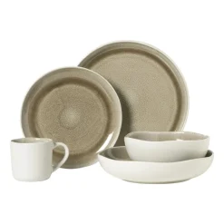 Xenos Dinerbord kaori - wit/bruin - ø27x3 cm- Borden|Kerstservies