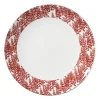 Xenos Dinerbord Mirna blaadjes - rood/wit - ø26.8x2.2 cm- Borden