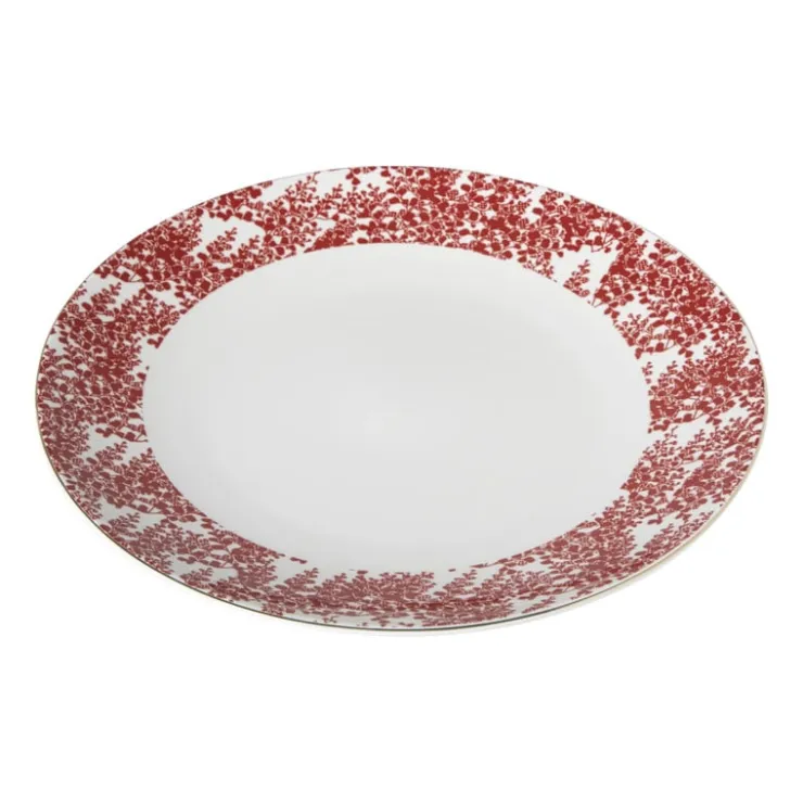 Xenos Dinerbord Mirna blaadjes - rood/wit - ø26.8x2.2 cm- Borden