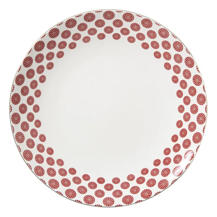 Xenos Dinerbord Mirna bloem - rood/wit - ø26.8x2.2 cm- Borden