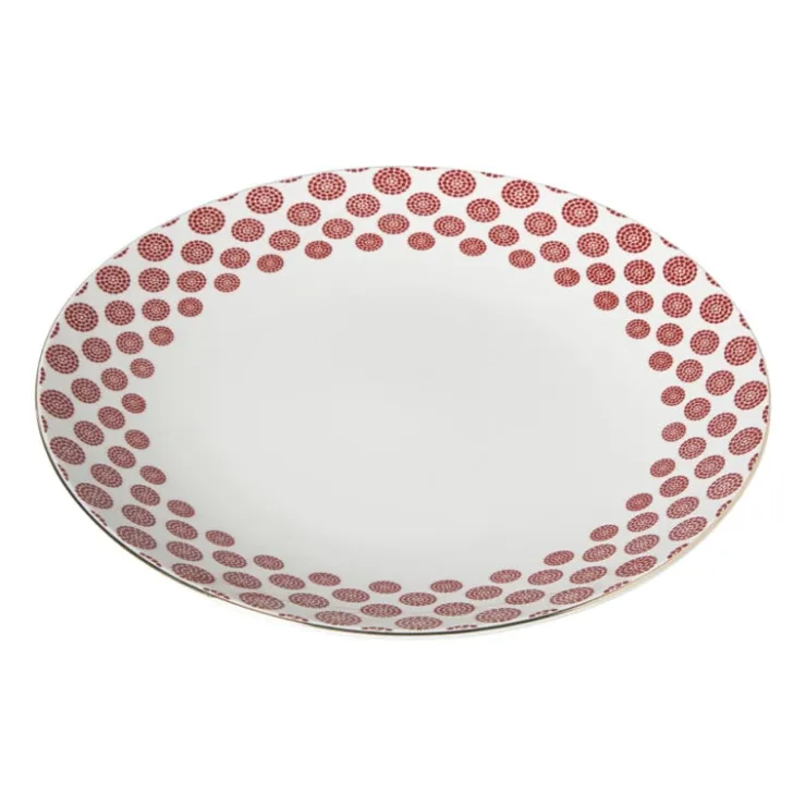 Xenos Dinerbord Mirna bloem - rood/wit - ø26.8x2.2 cm- Borden