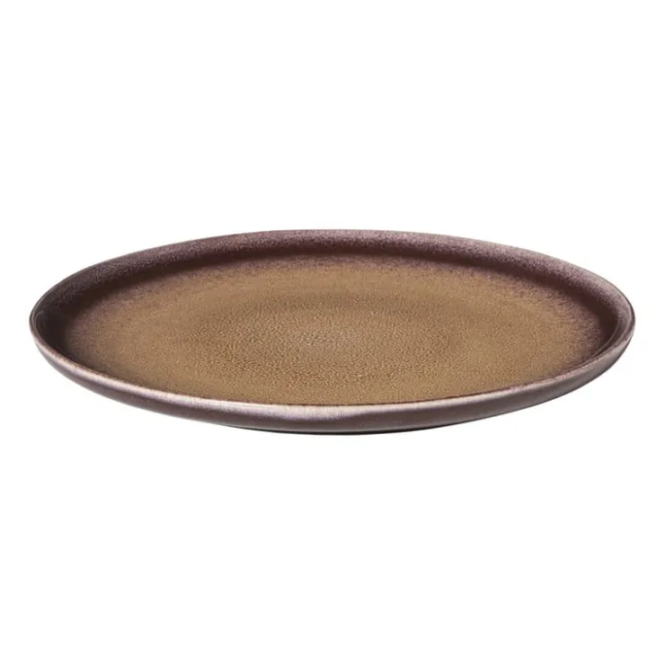 Xenos Dinerbord Olivia - bordeauxrood/beige - ø27.5x2.5 cm- Borden