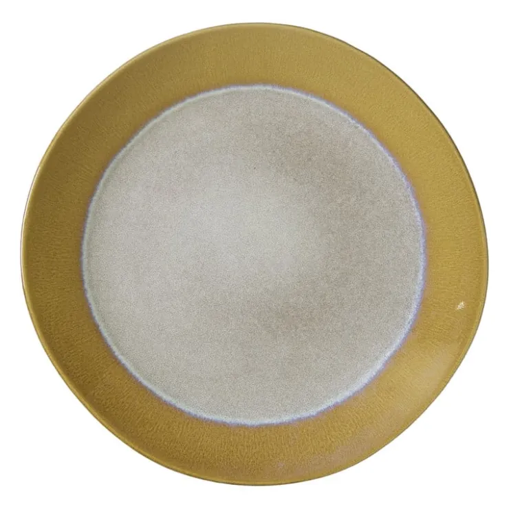 Xenos Dinerbord roots - oker - ø27.5x3 cm- Borden|Kerstservies