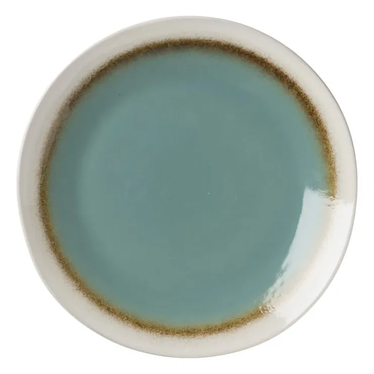 Xenos Dinerbord Roots - turquoise - ø27.5x3 cm- Borden