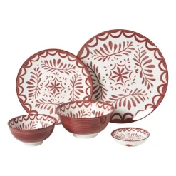 Xenos Dinerbord sterre - rood/wit - ø26.8x2.6 cm- Borden|Kerstcadeaus