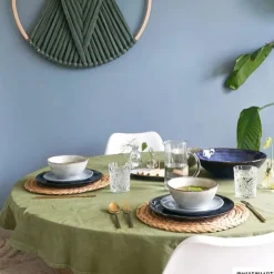 Xenos Dinerbord Toscane - donkerblauw - ø28 cm- Borden