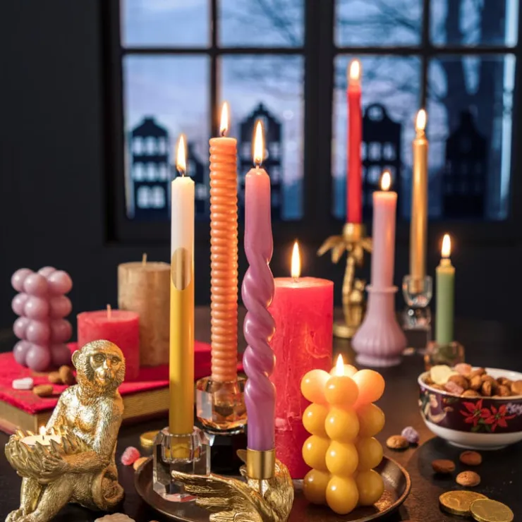 Xenos Dinerkaars dip dye - okergeel - ⌀2x25 cm- Dinerkaarsen