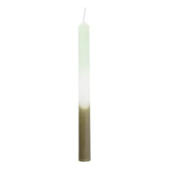 Xenos Dinerkaars dipdye - groen/wit - ø2.15x25 cm- Dinerkaarsen
