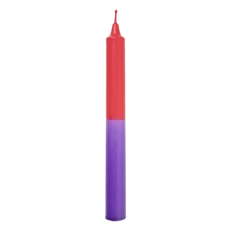 Xenos Dinerkaars dip-dye - rood/paars - ø1.85x20 cm- Dinerkaarsen