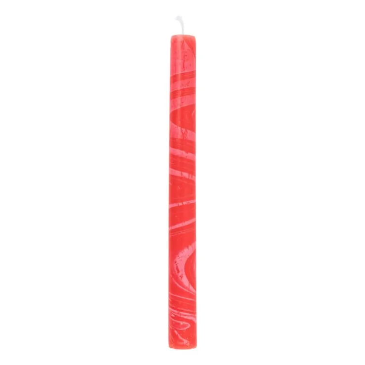 Xenos Dinerkaars marble - rood - ø2.15x25 cm- Dinerkaarsen