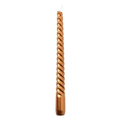 Xenos Dinerkaars metallic twist - koperkleurig - ø2x25 cm- Kerstcadeaus|Dinerkaarsen