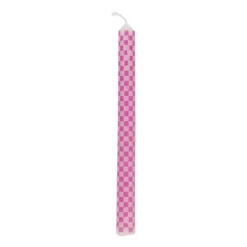 Xenos Dinerkaars ruit - roze - ø2.15x25 cm- Dinerkaarsen