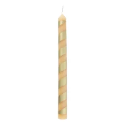 Xenos Dinerkaars streep - goud/beige - ø2.15x25 cm- Dinerkaarsen