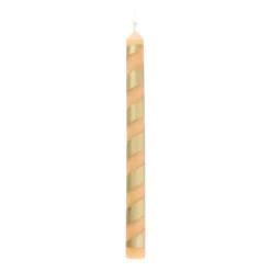 Xenos Dinerkaars streep - goud/beige - ø2.15x25 cm- Dinerkaarsen