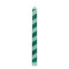 Xenos Dinerkaars streep - groen - ø2.15x25 cm- Dinerkaarsen