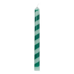 Xenos Dinerkaars streep - groen - ø2.15x25 cm- Dinerkaarsen