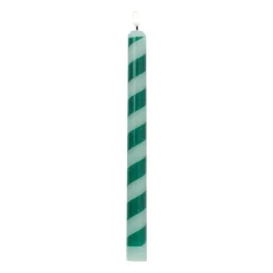 Xenos Dinerkaars streep - groen - ø2.15x25 cm- Dinerkaarsen