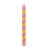 Xenos Dinerkaars streep - roze/geel - ø2.15x25 cm- Dinerkaarsen